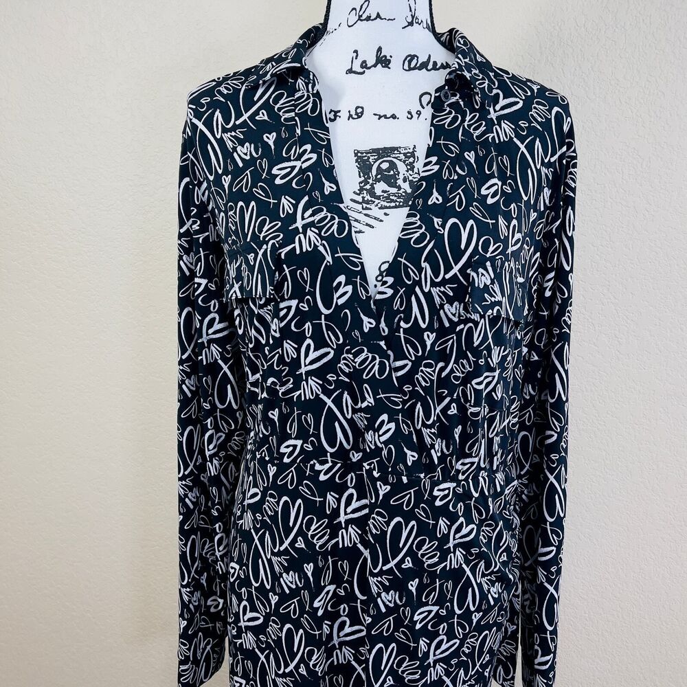 Torrid Studio Knit Surplice Faux Wrap Heart Dress Black White Size 2X  preppy - Picture 10 of 15